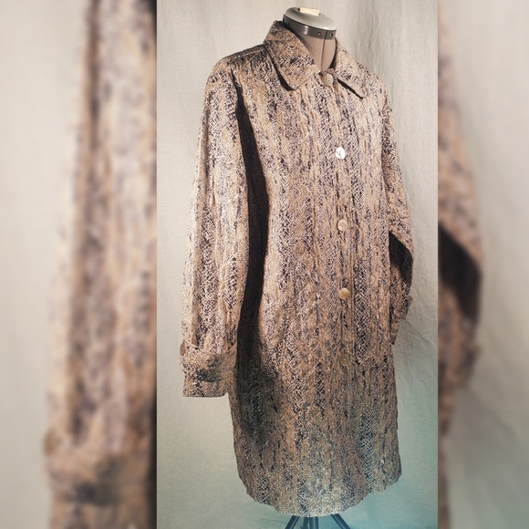 Debra DeRoo Silk Mother of Pearl Button Long Duster Trench Coat S - Picture 3 of 8